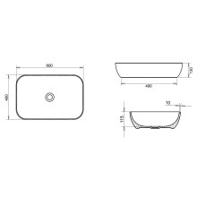 Επικαθήμενος Νιπτήρας Tema LOF060 Πορσελάνης 60x40cm Μαύρος