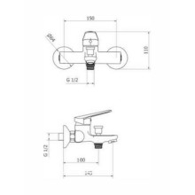 Ottone Meloda Arte Αναμεικτική Μπαταρία Μπανιέρας Πλήρες Σετ Ασημί